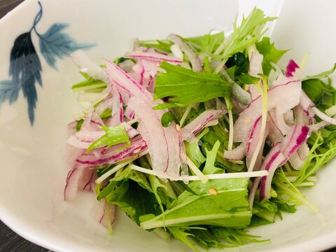 水菜と紫玉ねぎのエスニックサラダ